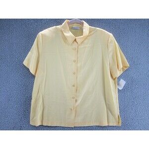 Drapers and Damons Womens Shirt P XL Petites Yellow Button Up Padded Shoulders